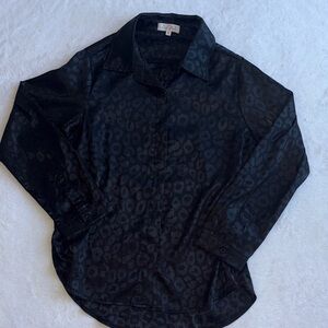 Black Leopard Print Button-Up Rodeo Shirt